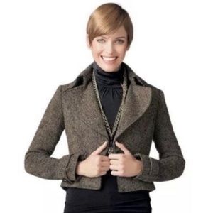 CAbi tweed cropped moto blazer